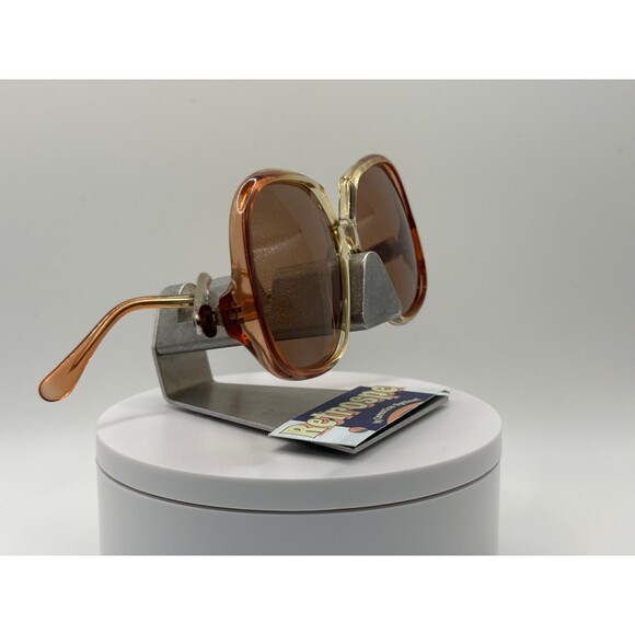 Vintage Oversize Sunglasses NOS Drop Temple Brown Lens Brown Fade Frame 70s-80s - Picture 3 of 8